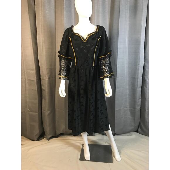 Vintage Ricci Antonio Custom made Black and Gold Party Dress Sz M - Picture 1 of 6